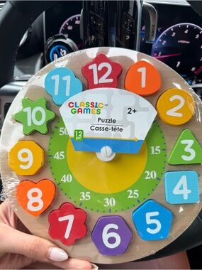New Classic Kids Wooden Number Clock Puzzle - Multicolor